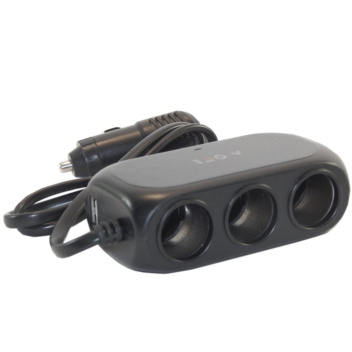 Разветвитель прикуривателя Cartage, USB 5В 2.1 А, 60 Вт, 12/24 В, провод 60 см Разветвитель прикуривателя Cartage, USB 5В 2.1 А, 60 Вт, 12/24 В, провод 60 см