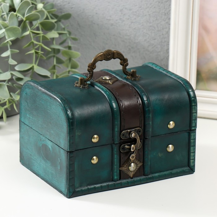 Шкатулка дерево  Шкатулка дерево "Ромб" набор 2 шт голубая 7,8х11,8х8 см 11х15,7х11,5 см