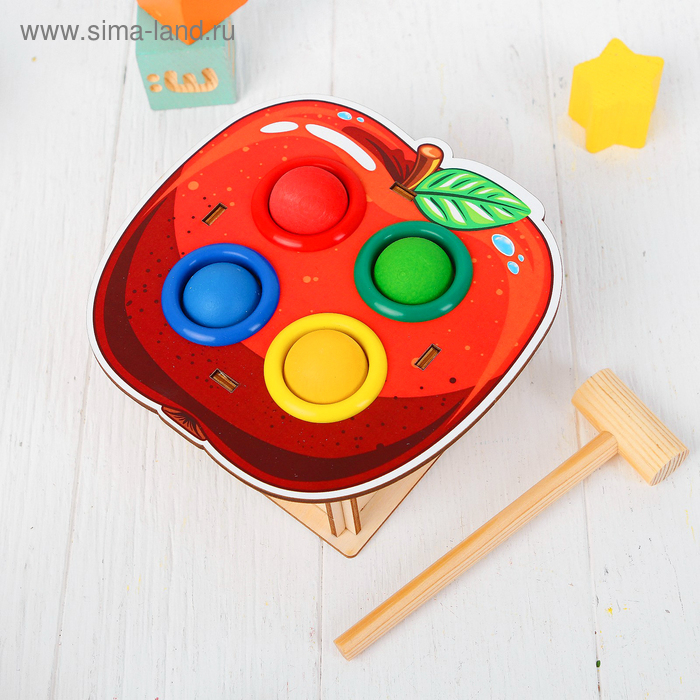 Стучалка-сортер «Яблоко», с молотком, МИКС Стучалка-сортер «Яблоко», с молотком, МИКС