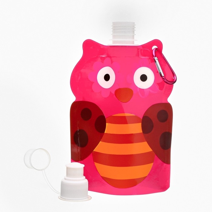 Фляжка для воды, 280 мл, Фляжка для воды, 280 мл, "Совушка", на карабине, 22 х 12 см