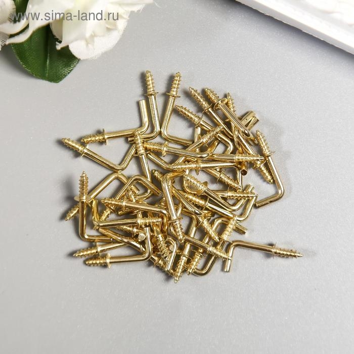 Крючок металл (набор 40 шт) золото 2,5х0,5 см Крючок металл (набор 40 шт) золото 2,5х0,5 см