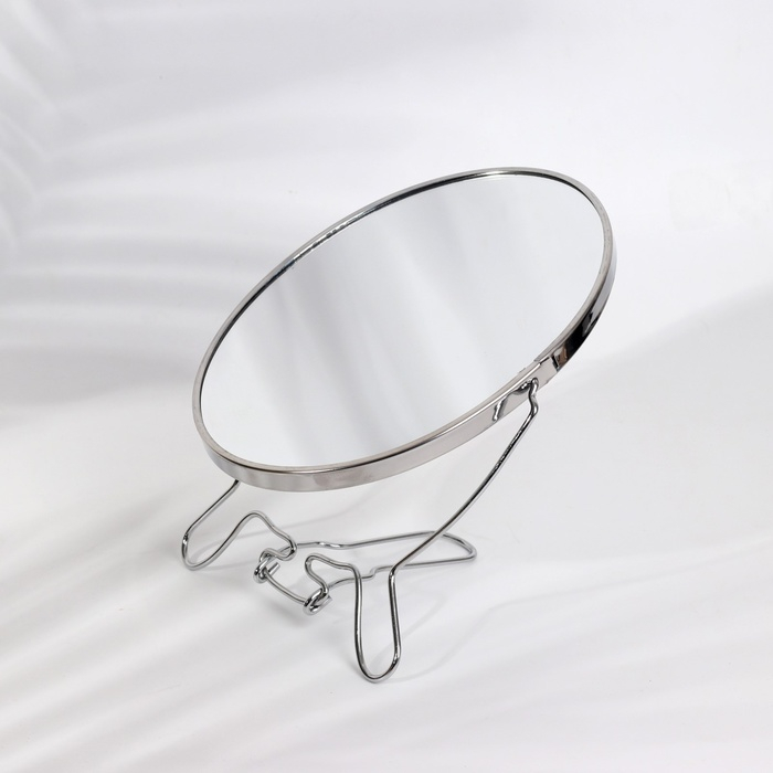 Зеркало настольное - подвесное «Овал», двустороннее, с увеличением, зеркальная поверхность 13,5 × 19 см, цвет серебристый