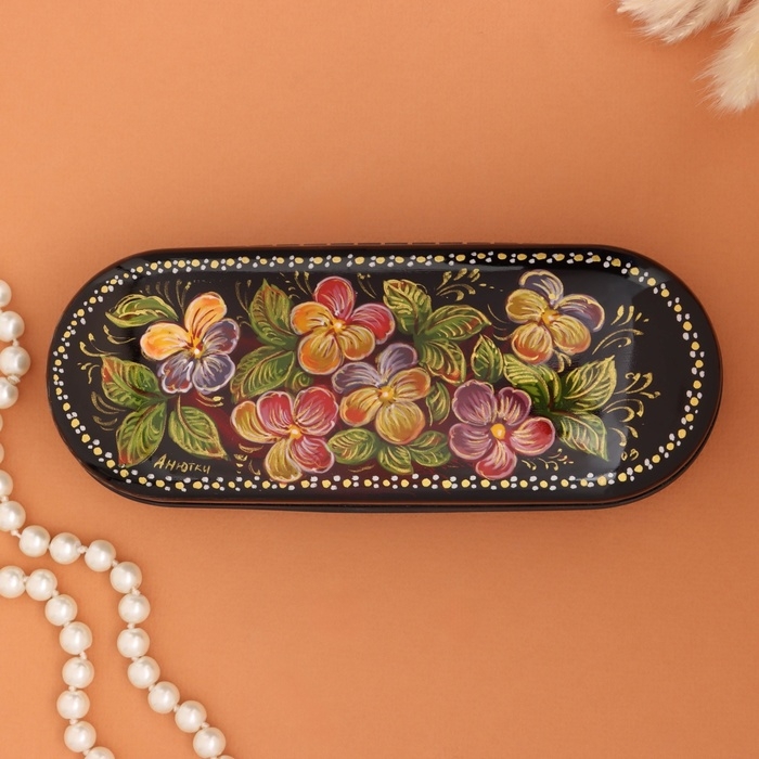 Очечник Очечник "Анютины глазки", чёрный, 17х7 см