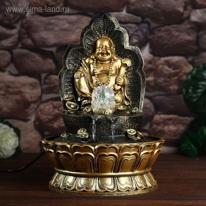 Фонтан настольный от сети, подсветка Фонтан настольный от сети, подсветка "Хотей на троне" 40х28х28 см