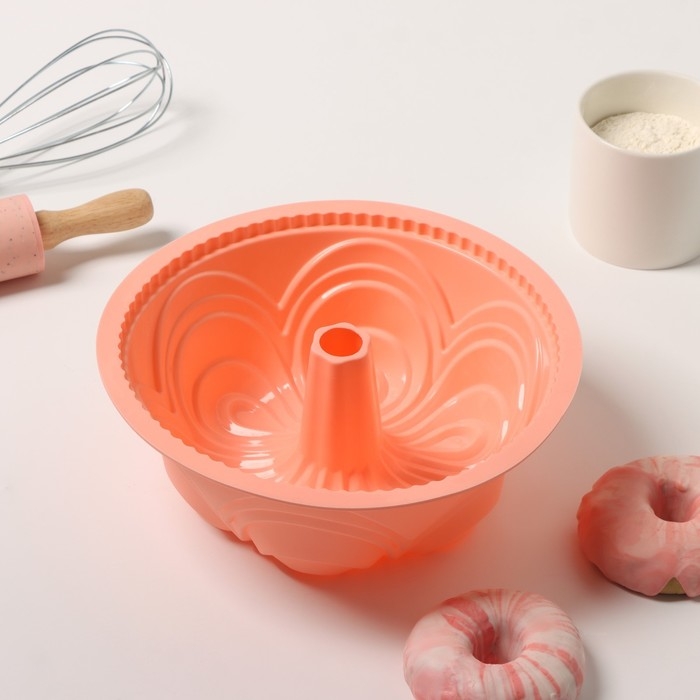 Форма для выпечки Доляна «Немецкий кекс. Торжество», силикон, 22,5×8 см, внутренний диаметр 20 см, цвет персиковый Форма для выпечки Доляна «Немецкий кекс. Торжество», силикон, 22,5×8 см, внутренний диаметр 20 см, цвет персиковый