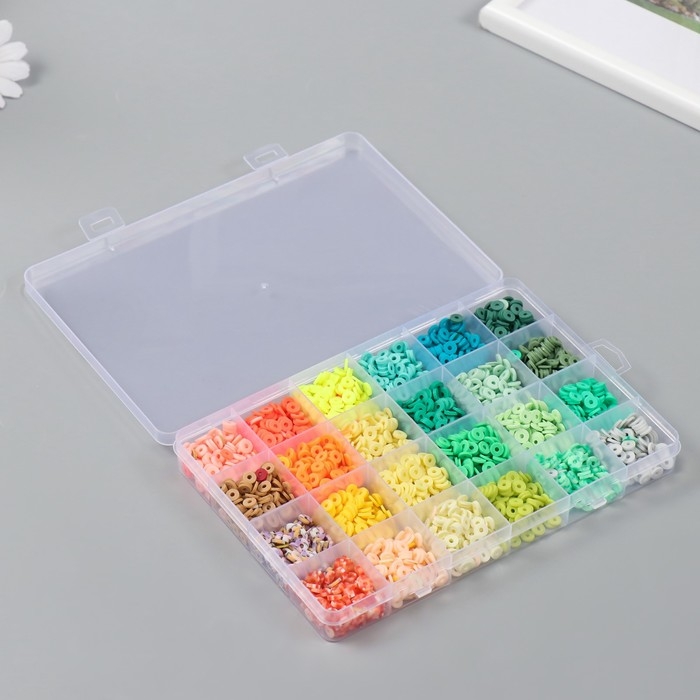 Декор для творчества пластик Декор для творчества пластик "Палитра зелёного и жёлтого" d=0,6 см н-р 24 цвета 18,5х13х2 см