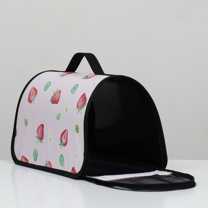 Сумка - переноска для животных  Сумка - переноска для животных "Клубничка", каркасная, 40 х 25 х 25 см