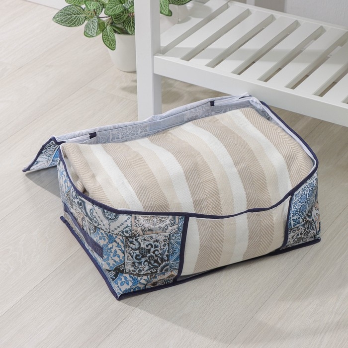 Кофр для хранения вещей Доляна «Мозаика», 45×30×20 см, цвет синий Кофр для хранения вещей Доляна «Мозаика», 45×30×20 см, цвет синий