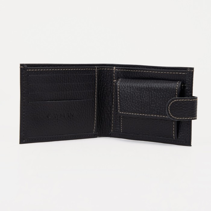 Портмоне мужское на кнопке, для купюр, для карт, для монет, цвет чёрный Портмоне мужское на кнопке, для купюр, для карт, для монет, цвет чёрный