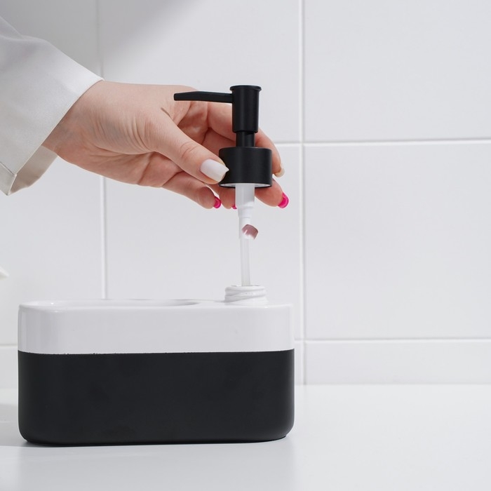 Дозатор для мыла с подставкой для губки SAVANNA Lines, 400 мл Дозатор для мыла с подставкой для губки SAVANNA Lines, 400 мл