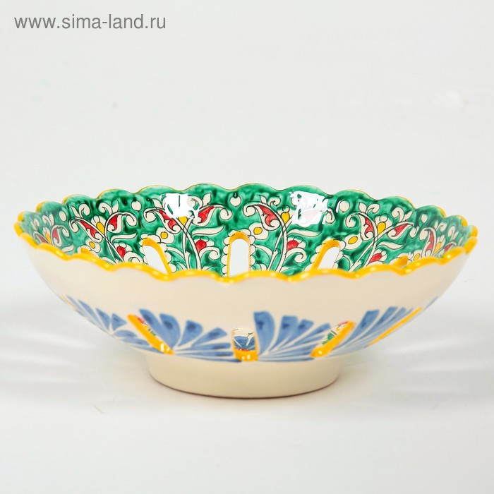 Фруктовница Риштанская Керамика  Фруктовница Риштанская Керамика "Цветы", 25 см, микс