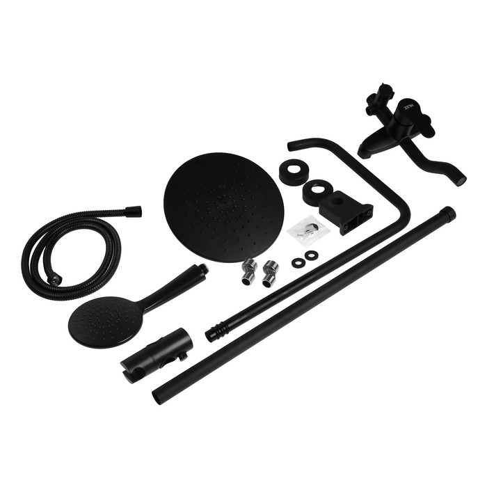 Душевая система ZEIN Z1015, тропическая и ручная лейка, шланг 150 см, черная Душевая система ZEIN Z1015, тропическая и ручная лейка, шланг 150 см, черная