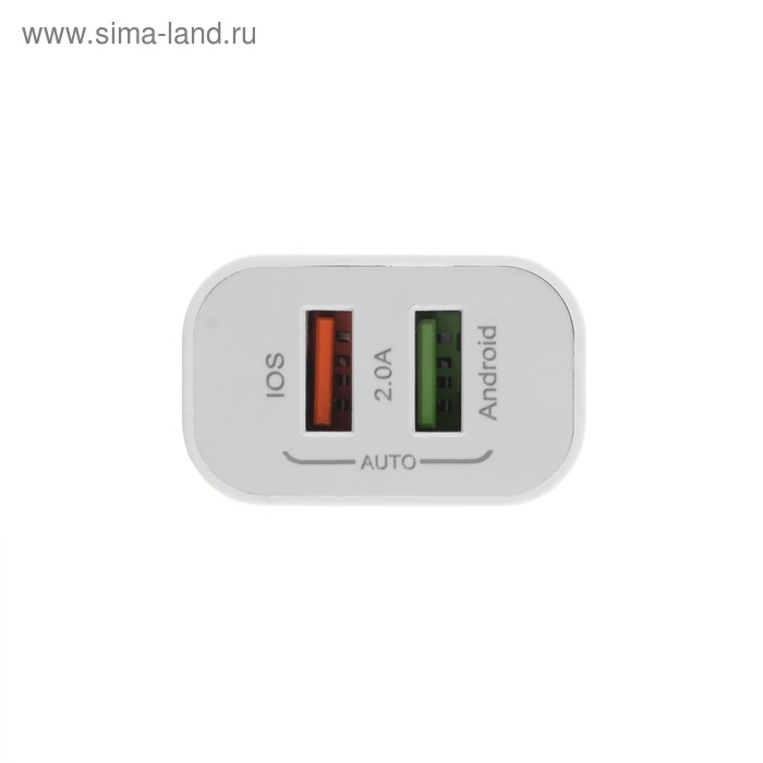 Сетевое зарядное устройство Luazon LCC-96, 2 USB, 2 A, кабель Type-C, белое Сетевое зарядное устройство Luazon LCC-96, 2 USB, 2 A, кабель Type-C, белое