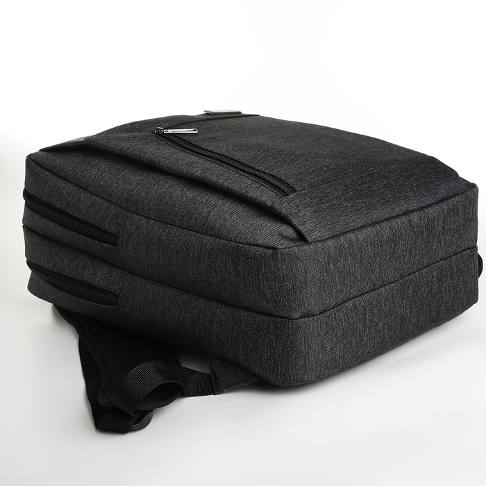 Рюкзак городской на молнии, 2 кармана, с USB, цвет чёрный Рюкзак городской на молнии, 2 кармана, с USB, цвет чёрный