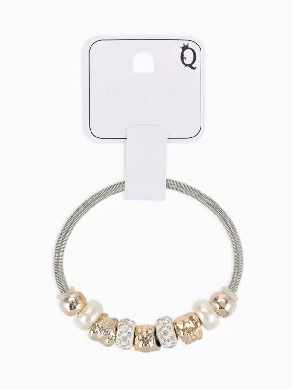 Браслет с шармами &laquo;Ассорти. Жемчуг и Сова&raquo;, d=6.5 см, белый в серебре