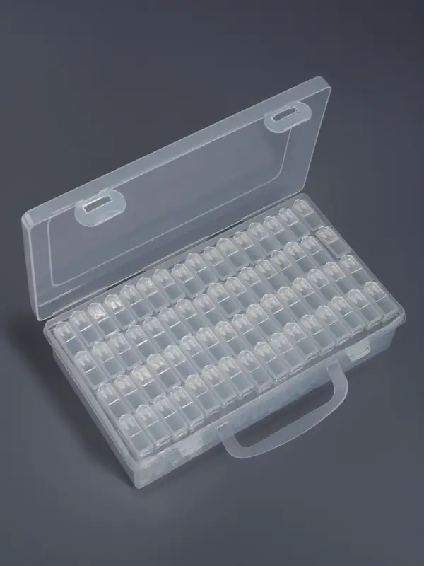 Органайзер для хранения мелочей, 64 баночки, 13&times;22&times;5 см, с наклейками, прозрачный