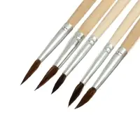 Набор кистей для рисования, белка, 5 штук: № 1, 2, 3, 4, 5, круглые, деревянная ручка, международный размер