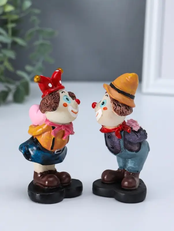 Набор фигурок полистоун &laquo;Клоуны - признание в любви&raquo;, 2 шт., 5.2&times;5&times;11.5 см