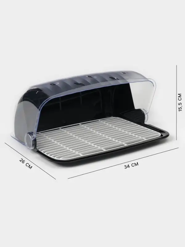 Хлебница с крышкой &laquo;Рондо&raquo;, 34&times;26&times;15.5 см, пластик, чёрная