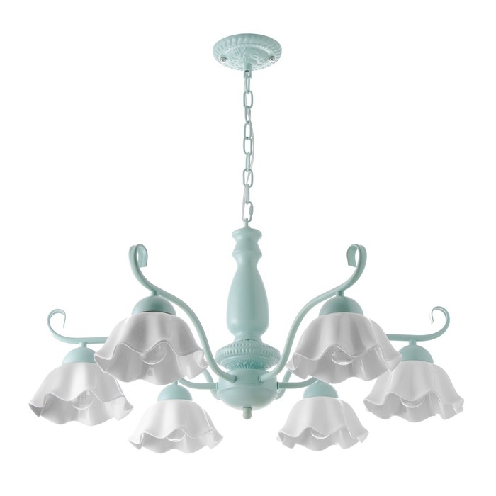 Люстра Люстра "Лукреция" 6хЕ27 40Вт зелено-белый 77х77х37-72 см BayerLux