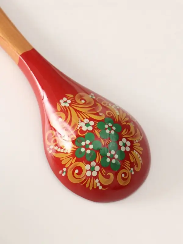 Ложка деревянная &laquo;Краснушка&raquo;, с плоским черенком, 20.2&times;6.2 см, хохлома, ручная роспись