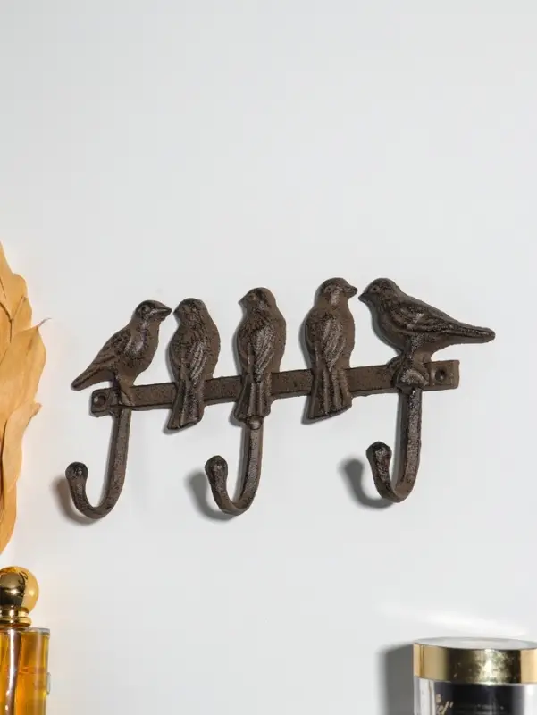 Крючки настенные &laquo;Пять птиц&raquo;, ключница декоративная, чугун, 27.5&times;13&times;4.5 см