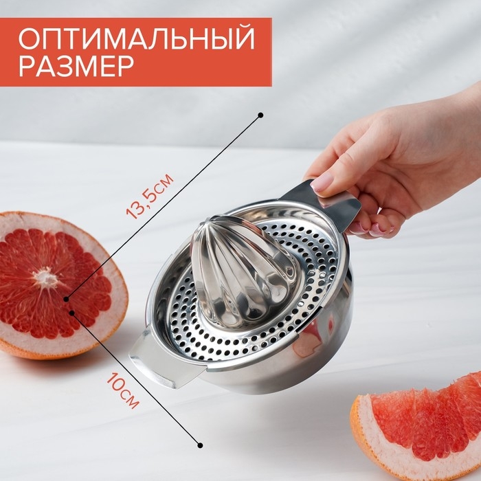 Соковыжималка из нержавеющей стали для цитрусовых, 13×10,5 см Соковыжималка из нержавеющей стали для цитрусовых, 13×10,5 см