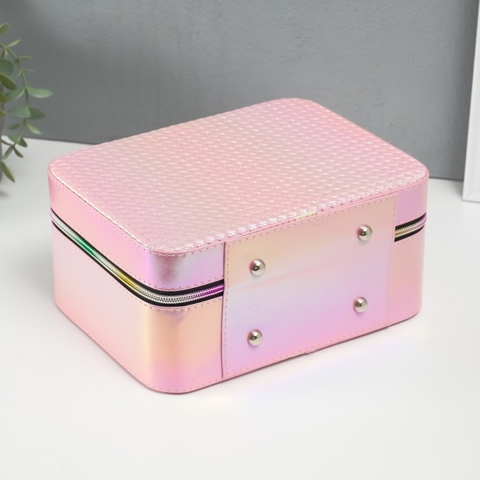 Шкатулка кожзам с зеркалом Шкатулка кожзам с зеркалом "Плетение" розовая н-р 3 шт 19,4х12,5х8 22х16х9 11,5х24,5х18,5 см