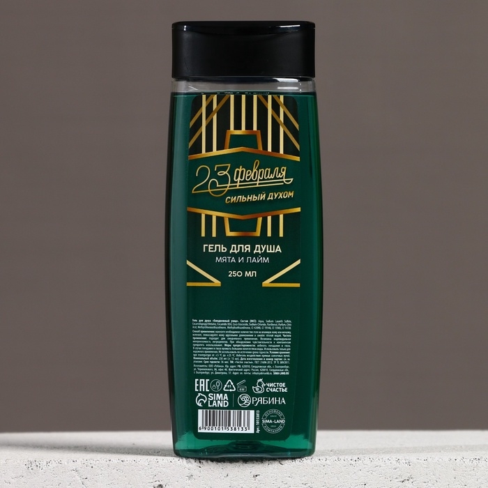 Гель для душа «С 23 Февраля!», 250 мл, аромат мяты и лайма, HARD LINE Гель для душа «С 23 Февраля!», 250 мл, аромат мяты и лайма, HARD LINE