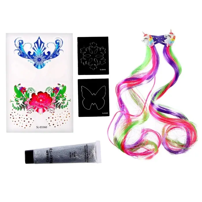 УЦЕНКА Набор детских татуировок для лица и тела «Принцесса зима», с прядями, в пакете, МИКС УЦЕНКА Набор детских татуировок для лица и тела «Принцесса зима», с прядями, в пакете, МИКС