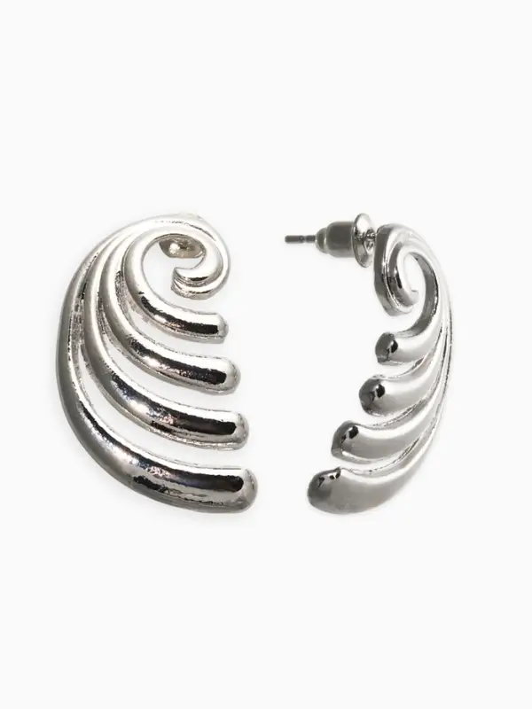 Серьги металл &laquo;Волна&raquo;, цвет серебро