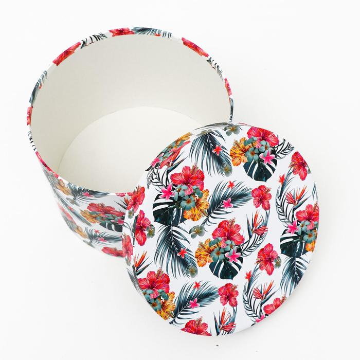 Набор круглых коробок 3 в 1 "Разноцветные цветы", 25.5 x 15 - 19 x 13.5 см