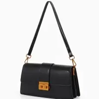 Сумка женская мессенджер TEXTURA на клапане, 26&times;8.5&times;14 см, чёрная