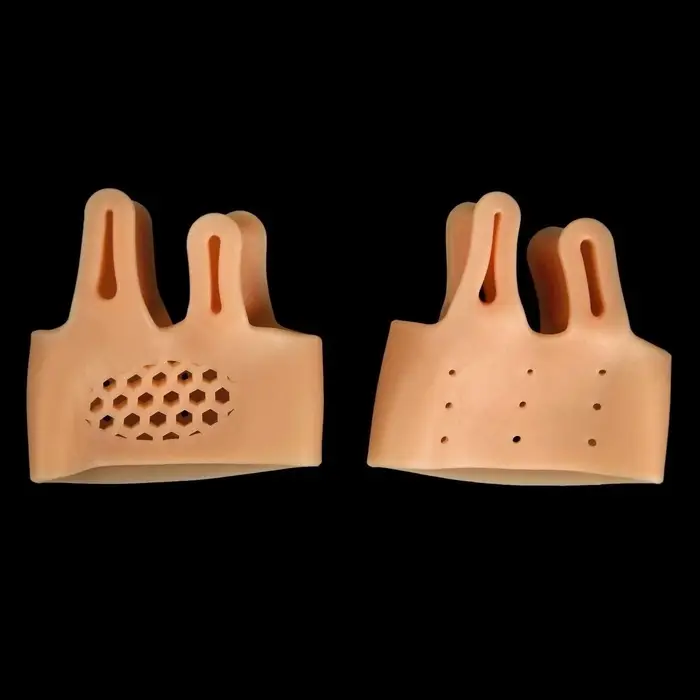 Корректоры - разделители для пальцев ног, на манжете, дышащие, 2 разделителя, силиконовые, 8&times;7 см, пара, бежевые