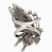 Кольцо для платка "Бабочка профиль", цвет белый в чернёном серебре Кольцо для платка "Бабочка профиль", цвет белый в чернёном серебре