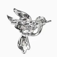 Брошь &laquo;Птица&raquo; голубка, цветная в серебре