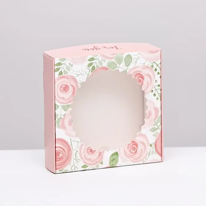 Коробка сборная с окном, For you, 11.5×11.5×3 см Коробка сборная с окном, For you, 11.5×11.5×3 см