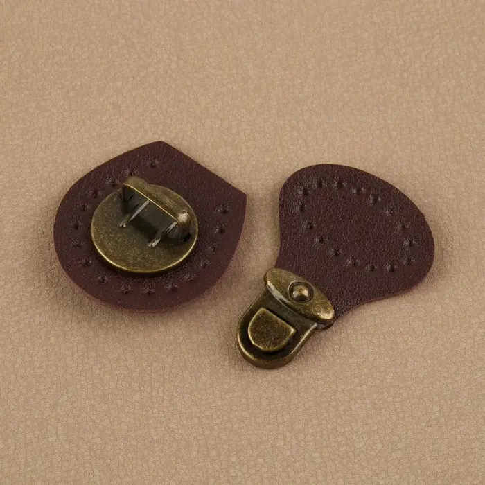 Застёжка для сумки, пришивная, 6 × 4 см, цвет тёмно-коричневый/бронзовый Застёжка для сумки, пришивная, 6 × 4 см, цвет тёмно-коричневый/бронзовый