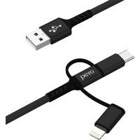Кабель PERO, DC-06, 2.4А, 2м, Lightning/micro USB/Type-C, черный