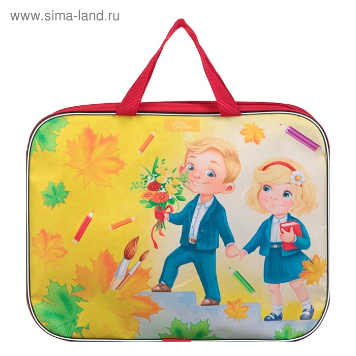 Папка с ручками текстильная, А4, 330 х 260 х 70 мм, Calligrata, «Снова в школу»