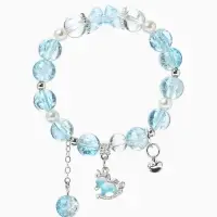 Браслет с подвесками &laquo;Сахарный. лошадка&raquo;, d=6 см, шар №10/8, белый, голубой в серебре