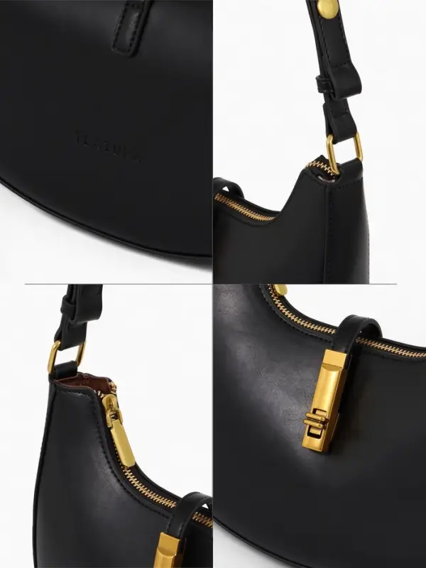 Сумка женская багет TEXTURA на молнии, 24&times;6&times;14 см, чёрная