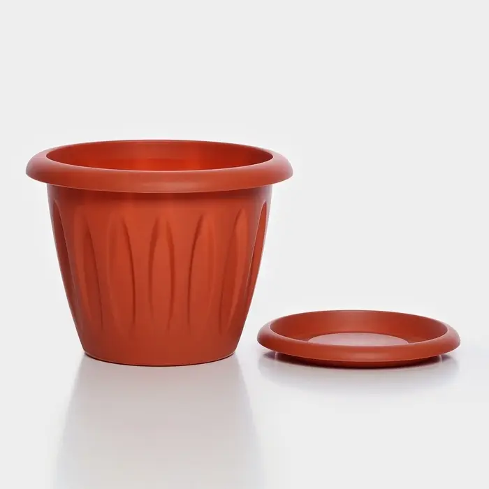 Горшок для цветов с поддоном &laquo;Фелиция&raquo;, 3.6 л, d=22.5 см, h=17.2 см, пластиковый, терракотовый