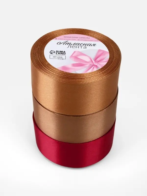 Атласная лента, набор 3 шт. &laquo;Вечерний&raquo;, 40 мм, 23&plusmn;1 м