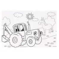 Гравюра детская, со стекой, Синий трактор