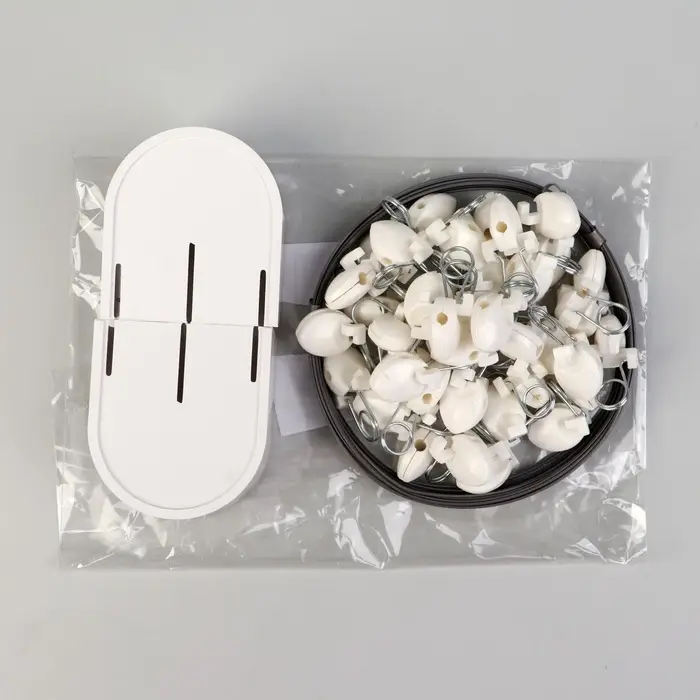 Карниз-струна 7 м, с пластмассовыми зажимами, 40 шт., белый