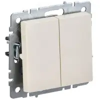 BRITE Выключатель двухклавишный 10А ВС10-2-0-БрКр бежевый