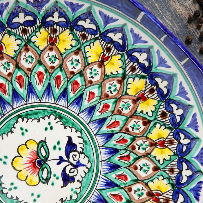 Ляган Риштанская Керамика  Ляган Риштанская Керамика "Узоры", 25 см, квадратный, синий