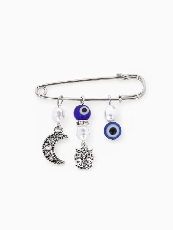 Булавка оберег &laquo;На счастье и удачу&raquo;, 5 см, синяя в серебре