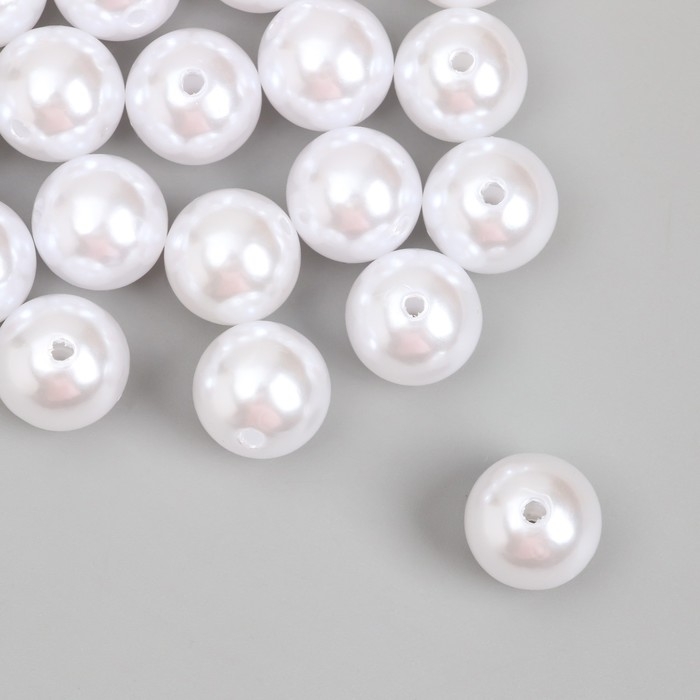 Бусины для творчества пластик Бусины для творчества пластик "Жемчуг белый" d=1,6 см набор 500 гр